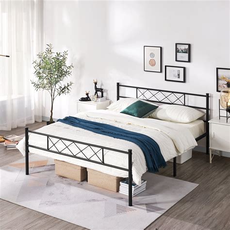 simple metal bed frame queen